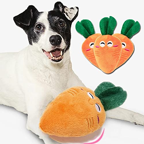 AOTOHOOPE Hundespielzeug für kleine Hunde – Haustierwelpen, Plüsch, Kauspielzeug, quietschend, Karotte, interaktives Hundespielzeug für große, mittelgroße und kleine Hunde, 3 Stück von AOTOHOOPE