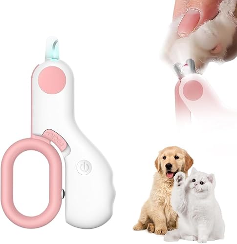 AOUZOVLI Krallenschere für Hunde,mit LED-Licht Krallenschere Katzen,Kratzfest Katzen Nagelschere,Professionelle UV-Lampeninspektion,Geeignet für Haustiere Unterschiedlicher Größe Hunde Nagelschere von AOUZOVLI