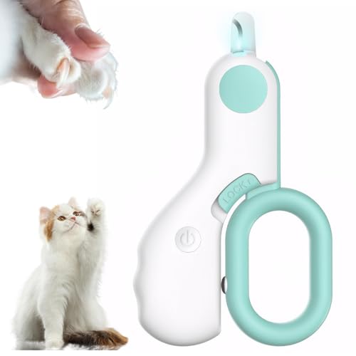 Katzen Nagelschere, Katzen Krallenschneider Mit LED Krallenschere für Hunde und Katzen Licht Cat Nail Clipper Nagelschere Hunde Katze USB Aufladbar, Für Mittlere Und Kleine Haustiere Krallenpflege von AOUZOVLI