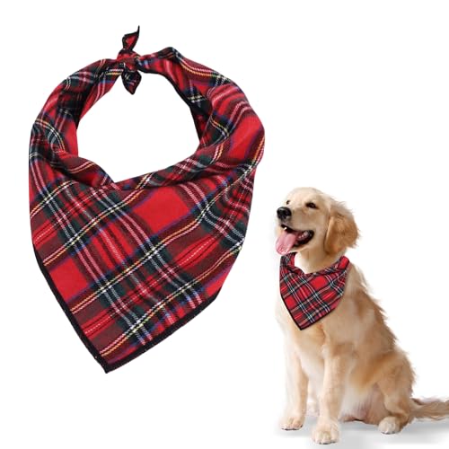 AOVNA Red Tartan Dog Bandana Christmas Dog Bandanas Classic Plaid Reusable Washable Pet Triangle Scarf Pet Bandana Pets Costume Accessories von AOVNA