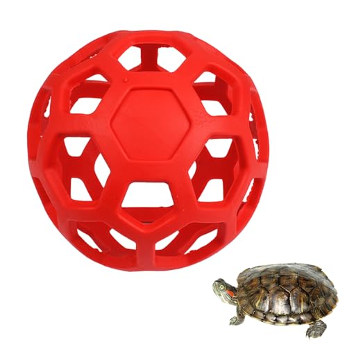 AOVNA Schildkröte Leckerliball Feeder Ball Hohl Ball Gemüse Obst Feeder Halter Pet Supplies Futtersuche Spielzeug für Schildkröte Pferd Kaninchen (rot) von AOVNA