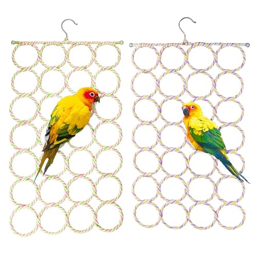 2 PCs Papageienständer Hängende Vogelschwung 28 Runden Bird Barch Ständer faltbar Hamster Kletterrahmen Multifunktionales Vogelspielzeug für Papageien Vogel zufällige Farbe Haustier Gegenstände von AOpghY