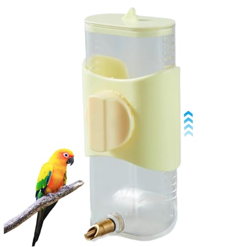 300 ml Automatischer Vogelwasserspender, verstellbare Höhe Vogelwasserfuttermittel, sichtbare Vogelkäfig -Futtermittel mit Schraubenschnallen gelbe Gartenvorräte von AOpghY