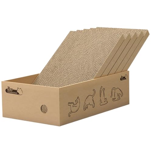 6pcs/Set Cat -Kratzplatte mit Box, Katzenbox mit Katzenmustern, recycelbare Wellkatze Kratzplatte für Katzen zum Ausruhen, Schleifklauen -Kraphenpads von AOpghY