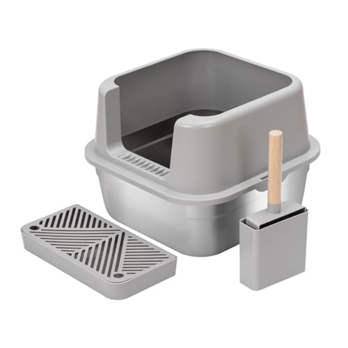 AOpghY 10L Katzenstreubox Edelstahl-Katzentoilette mit hoher Wand mit hohem Kittel Kittelkasten Metalldrüsenbox für Katzen unter 7,5 kg 16x16x12.6 Haustierprodukte von AOpghY