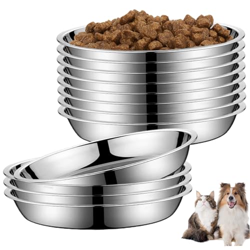 AOpghY 12 -pcs Edelstahlschalen 6x1 Zoll rund umfangreiche kleine Edelstahlschale mit flachen Metallmischschalen für kleine Hunde und Katzen oder Mahlzeitenzubereitung, Küchenartikel von AOpghY