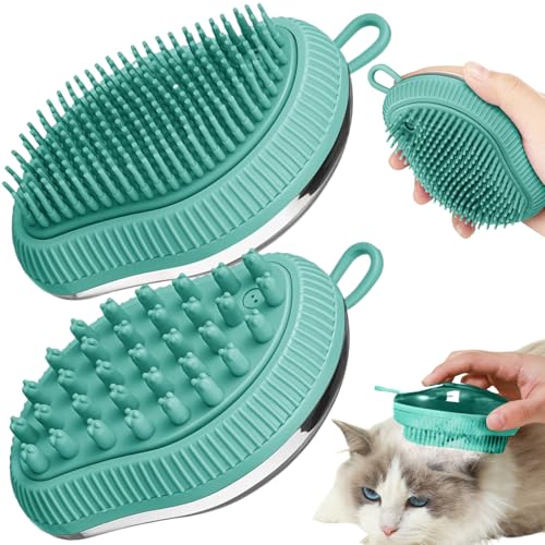 AOpghY 2 PCS Hundebadebürste wasserdichte Hundeshampoo-Bürste mit rutschfestem Griff Hundewaschbürste Leichte Katzenbadebürste Mehrzweck-Haustierbadebürste Blau Pet Goods von AOpghY