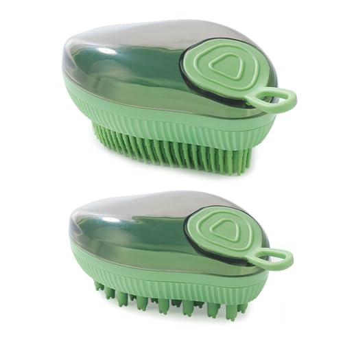 AOpghY 2 PCs Hundebadpinsel tragbare Hund Shampoo Pinsel Nicht-Schlupf-Griff Hundewaschpinsel mit Seife Spender Hundebad schrubbengrüne Haustier Gegenstände von AOpghY