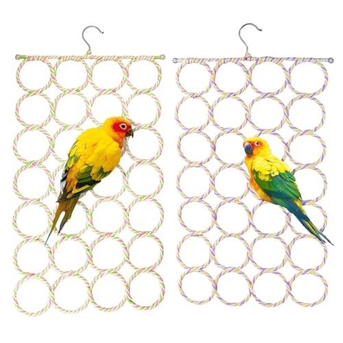 AOpghY 2 PCs Papageienständer Hängende Vogelschwung 28 Runden Bird Barch Ständer faltbar Hamster Kletterrahmen Multifunktionales Vogelspielzeug zufällige Farbe Haustierprodukte von AOpghY