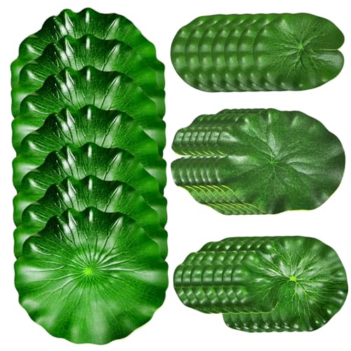 AOpghY 28 PCs Lily Pad Floating Mat künstlich 4 Arten realistische Dekor schwimmende Blätter verblassen resistente Wasser Laub Sommerlily Pads Tierwaren von AOpghY