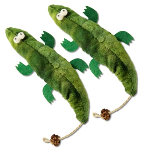 AOpghY 2pcs Catnip Toys für Katzen weiche Krokodil -Kauen -Biss -Katzenfleischspielzeug natürliche interaktive Katzenminister Kicker Katze Spielzeug für Innenkatzen Haustierwaren von AOpghY