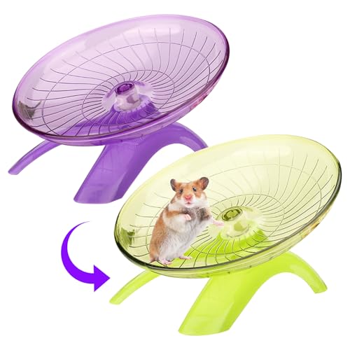 AOpghY 2pcs Hamsterrad, 7 Zoll Stummes Hamsterrad, Fliegende Untertassen Ratten-Rattenrad klares PS-Anti-Rutsch-Pet-Spinner-Spielzeug-Haustierwaren von AOpghY