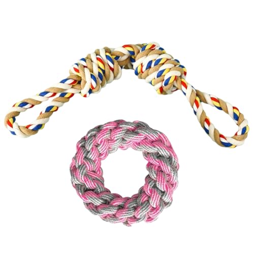 AOpghY 2pcs Hundeseilspielzeug, Knoten und verdrehte Loop-Stile mit unzerstörbarem Hundespielzeug, umweltfreundliche Verschleiß-resistentes interaktiver Hundespeisespielzeug Haustiere Essentials von AOpghY