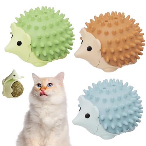 AOpghY 3pcs Catnip Bugs Igel geformte Katzen -Nip -Kugel, Osgrowning & Rotatable Bauch Catnip Wall Ball Catnip Massage Licking Ball Toy für Boden, Stuhlbeine Haustier tägliche Notwendigkeiten von AOpghY