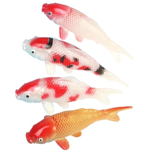 AOpghY 4pcs Koi Fisch 4.33x1.6 Mini Künstliche falsche Fischstatuen, PVC Realistic Koi Fischdekor bewegte schwimmende Bunte Koi -Fisch -Figuren Zetierzubehör Essentials Wesentliche von AOpghY