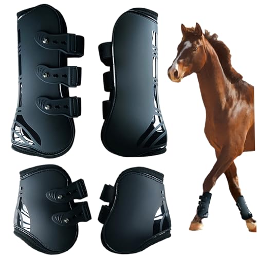 AOpghY 4pcs Pferdestiefel vorne und Hind Horse Jumping Sehnenstiefel PU-Shells Pferdestiefel Sehne Fetlock-Klammerstiefel für das Reiten für 4,6 Fuß 5 Fuß Haustierwaren von AOpghY