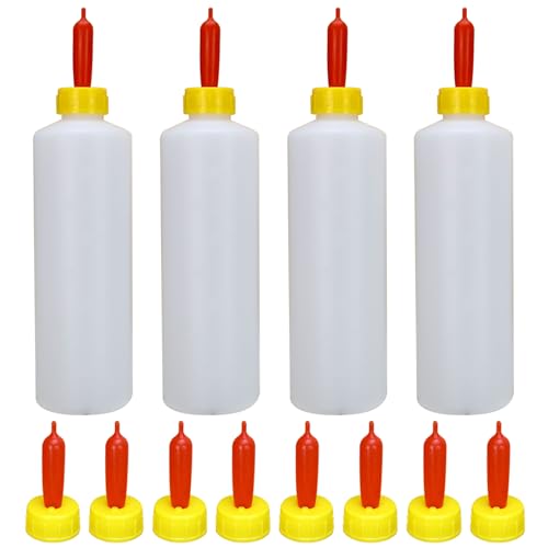 AOpghY 4pcs Ziegenflaschen mit 12 pcs Ziegennippel, 14oz/400 ml Plastiklammflasche, Wiederverwendbare Babyziegenlieferungen zum Füttern von Schafewelpen Tierwaren von AOpghY