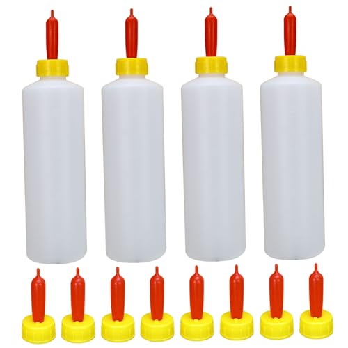 AOpghY 4pcs Ziegenflaschen mit 12 pcs Ziegennippel, 14oz/400 ml Plastiklammflasche, Wiederverwendbare Babyziegenlieferungen zum Füttern von Schafpelztieren Haustierartikel von AOpghY