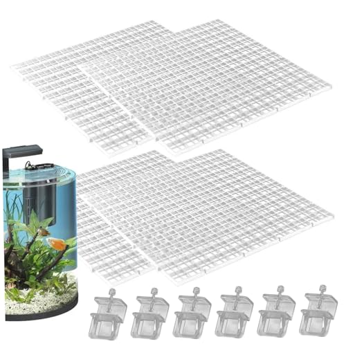 AOpghY Aquarium Deckel 4pcs 12x12 Gitterfischtank Deckel Anti-Jump-Katzenfisch-Aquariumhaube mit 6 klemmern atmungsaktiven, Nicht opaquen Fischtankabdeckungen Haustiergegenstände von AOpghY