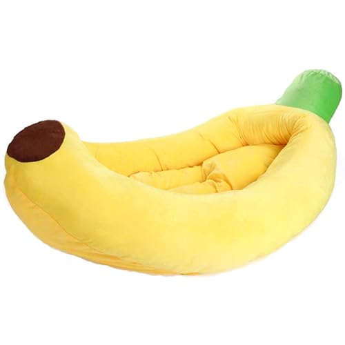 AOpghY Banana Katze Bett atmungsaktivem thermischem Bananenhundbett weiche Baumwolle gefülltes Süßkatze Bett mit Abnehmbarer Kissenmaschine Waschbar Haustier von AOpghY