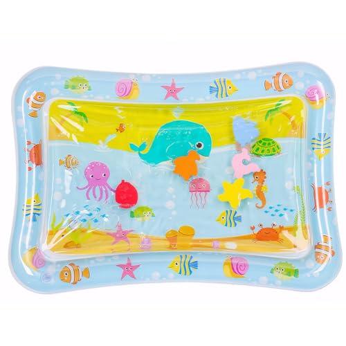 AOpghY Bauchzeit Wassermatte, 27x20x3 aufblasbare Wassermatte Baby sensorisch, durchlaufsicheres PVC -Bauchzeitkissen, frühe lehring niedliche Babyspielmatte (Keine flüssige) Haustierwaren von AOpghY