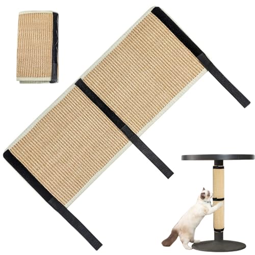 AOpghY Cat Scratch Pad, 10x25 Zoll Leinenkatze Kratzmatte, Wiederverwendbare Sisal -Katzenkratzermatte mit Bändern zum Schutz der Couchstuhlbeine und Teppich -Haustierprodukte von AOpghY