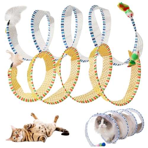 AOpghY Cat Spiral Tunnel Toy 2pcs 25,6 x 9,8 in S-förmigen geräumigen, plüschigen Jagdspielzeug faltbarem selbstspielbares Interaktiver Röhrenspielzeug für Innenkatzen (blau und gelb) Haustierwaren von AOpghY