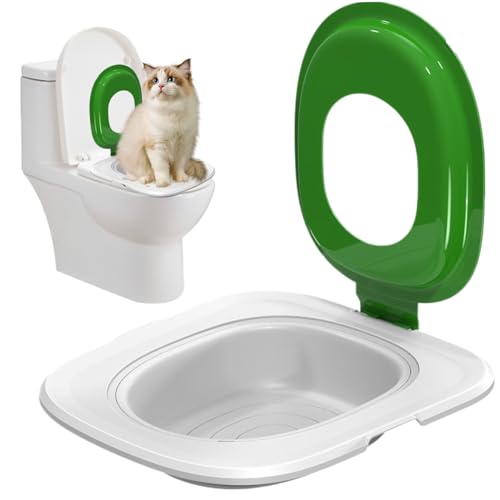 AOpghY Cat Toilet Trainer Kit, Doppelschicht Cat Toilettentraining Kit mit abnehmbarem Tablett, wiederverwendbar von AOpghY