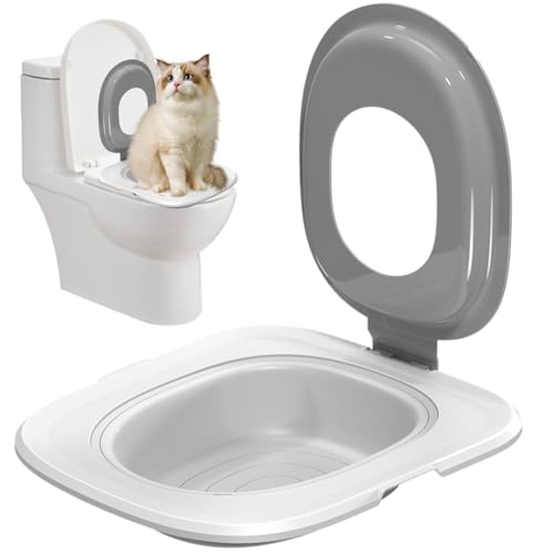 AOpghY Cat Toilet Trainer Kit Abnehmbarer Katzen-Toilettentrainer tragbares Toilettentraining für Katzen Töpfchen Toilettentraining Kit Anti-Rutsch-Katzentrainer, graue Katzenversorgung von AOpghY