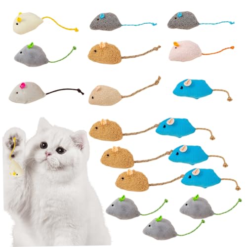 AOpghY Catnip Mouse 18pcs realistisch 4,7 x 1,2 Zoll Katzenminzenmäuse Plüsch Cat Maus Spielzeug Kratzer & Bissresistent Spannung Interaktives Katzenminzenspiel, zufällige Farbpetswaren von AOpghY