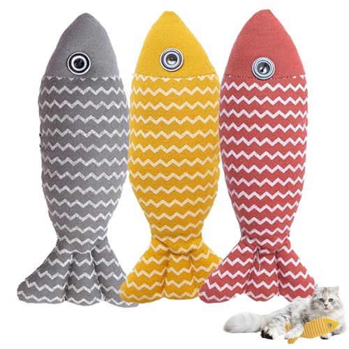 AOpghY Catnip -Spielzeug für Katzen, 3pcs Interactive Fish Cat Toy, weiche Leinenkatze Kauspielzeug, 8,3 -Zoll -Kätzchenspielzeug, niedliche Kickerspielzeug für alle Rassen Haustiervorräte von AOpghY