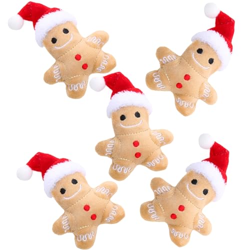 AOpghY Catnip Toy 5pcs Lebkuchen Mann Plüsch Weihnachtsfest interaktives Zahnen Katzenspielzeug süße Baumwolle gefüllte beruhigende Katzen Haustier Vorräte von AOpghY