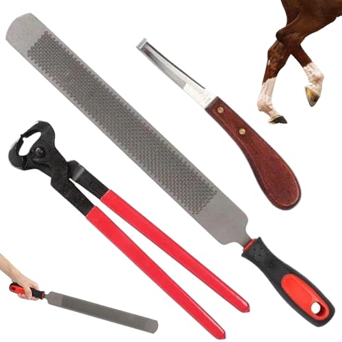 AOpghY Farrier -Werkzeuge, 3pcs/Set 14 Zoll professionelles Stahlhufmesser, Ziegenhufschneider mit Plastikgriff, Wiederverwendbare Hufstrich -Trimmwerkzeuge Tierwaren von AOpghY