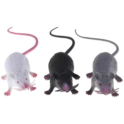 AOpghY Gefälschte Maus 3pcs 1,7 x 8,7 Zoll gefälschte Ratte Scary Realistic Maus mit langem Schwanz mehrweiser PVC Plastik Ratte für Streichmaterial, Katzenspielzeug Haustierwaren von AOpghY