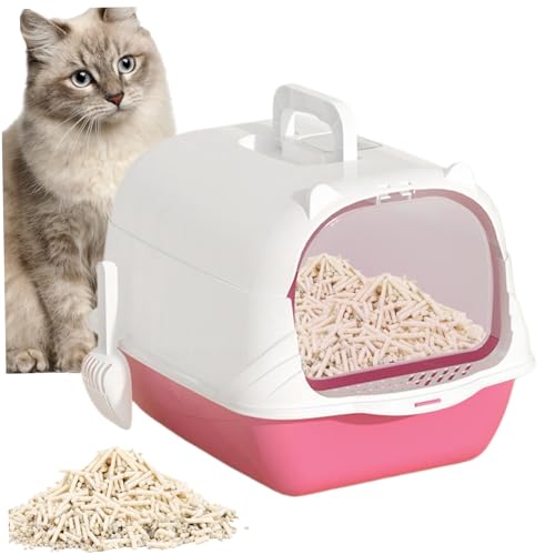 AOpghY Geschlossene Katzenstreuboxen Anti-Splashing-Katzentrussbox mit Schaufel, einfache Zugangstür ＆ Oberhandkatze Toilette für kleine mittelgroße Katze 14.2x15.6x20,1 Zoll Haustierwaren von AOpghY