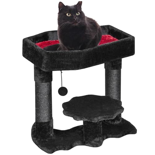 AOpghY Gothic Cat Tree mit Sargkatze Bett Halloween schwarzer Katzenbaumturm mit Sisal -Kratzern und Spinnenspielzeugkatze 20 in hohen Türmen mit weichen Katzenbett Haustierprodukten von AOpghY