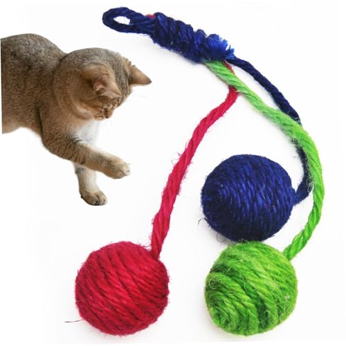 AOpghY Hanging Katzenspielzeug kratzfestes interaktives Katzenspielzeug mit 3 Sisal Ball Self Self-Katzenspielzeug für Innenkatzen beißen & tragen resistente Katzenspielzeug-Haustierwaren. von AOpghY