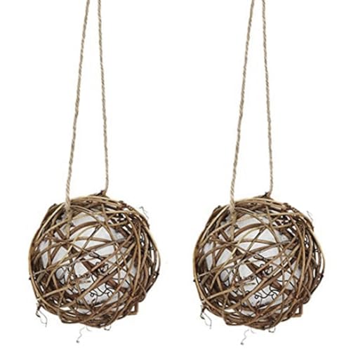 AOpghY Hummingbird Nest 2pcs 3,9 -Zoll -Kolibri -Nistkugel mit hängendes Seil und Haken Rattan Hummingbird Nistmaterial mit natürlichen Baumwollgartenvorräten gefüllt von AOpghY