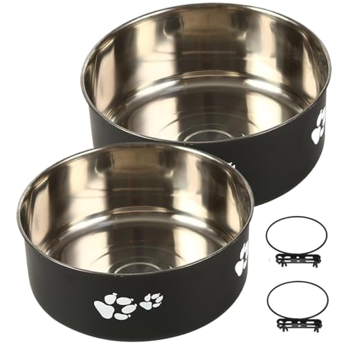 AOpghY Hund Crate Water Bowl ohne Verschüttung, 2pcs Edelstahl Hundekiste Schalen, hängende Hundebläsen für Zwinger Katze Welpe Hasen Meerschweinchen Frettchen Vogel Haustierwaren Waren von AOpghY