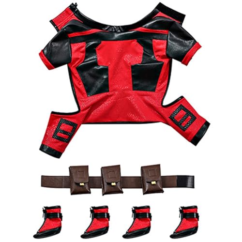 AOpghY Hunde Halloween Kostüm 1 Set Superhelden -Hund Kostüm Beinhaltet Kleidung, Stiefel und Gürtel Nylon schwarz & rotes Hund Kostüme für kleine Hunde, S Hundgegenstände von AOpghY