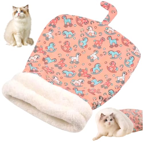 AOpghY Katze Schlafsack, 360 ° Wicke Weich Warmer Katze Winter Schlafsack, bedeckter Katzensack, waschbarer Cartoon Süßes Katzenbett für kleine, mittelgroße Katzenkatze -Lieferungen von AOpghY