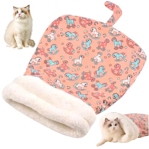 AOpghY Katze Schlafsack, 360 ° Wicke Weich Warmer Katze Winter Schlafsack, bedeckter Katzensack, waschbarer Cartoon süßes Katzenbett für kleine, mittlere, große Katzen Haustier Gegenstände von AOpghY