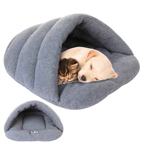 AOpghY Katze Schlafsack, Winter Thermalhundbett mit Kapuze, halb bedeckte weiche Hundekatze Höhle, tragbare Welpenhundhöhle, Faltbare gemütliche Haustierbett -House -Häuser Eigentumswohnungen von AOpghY