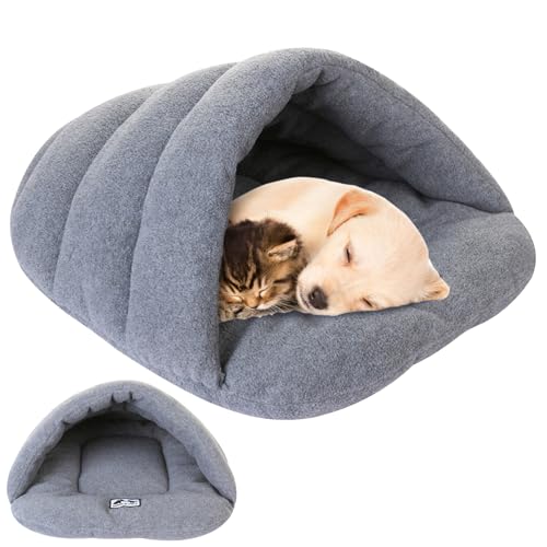 AOpghY Katze Schlafsack, Winter Thermalhundbett mit Kapuze, halb bedeckte weiche Hundekatze Höhle, tragbare Welpenhundhöhlenbett, Faltbare gemütliche Haustierbetthaus, m Haustierartikel von AOpghY