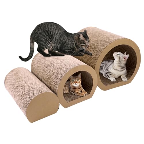 AOpghY Katzen -Tunnelbett, 3pcs 3 Größen Katzenkratzerbett, Wellpapier Katzenkratzer, Versteck und Spiel DIY Cat Wheel für Innenkatzen Haustiere Vorräte von AOpghY