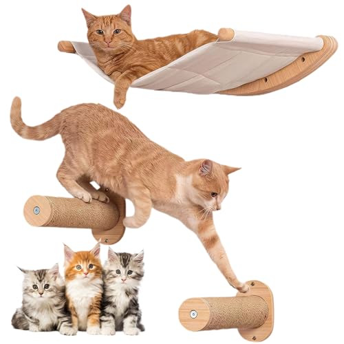 AOpghY Katzenhängematte mit Katzenwandstufen 3pcs/Set kratzfestes Katzenwandregale Abstand Sparetübung Ruhende Katzenkletterregale für Haustierwaren zu Hause von AOpghY