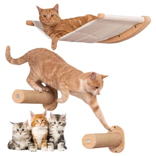 AOpghY Katzenhängematte mit Katzenwandstufen 3pcs/Set kratzfestes Katzenwandregale Abstand Sparetübung Ruhende Katzenkletterregale für Haustierwaren zu Hause von AOpghY