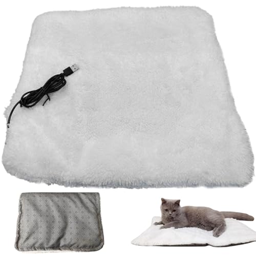 AOpghY Katzenheizkissen Thermisch weich 24x16in USB angetriebenes Hundeheizungskissen mit kauem resistenten Kabel Winter Haustierheizung für Haustierbett, Käfig, Heimatkatzezubehör von AOpghY