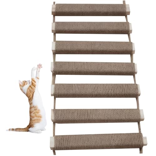 AOpghY Katzenleiter 10x39 Zoll hängende Holzkatze Bridge mit Leinenseil Kratzfeste Katzenleiter für Innenkatzen Katzenzubehör Treppenstufen von AOpghY