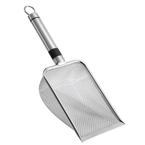 AOpghY Katzenstrauder Schaufel Edelstahl Kitty Litter Scoop Deep Shovel Pooper Scooper mit hängenden Loch Langgang Griff Sifter für Müllbox Kätzchen Pooper Haustierwaren von AOpghY